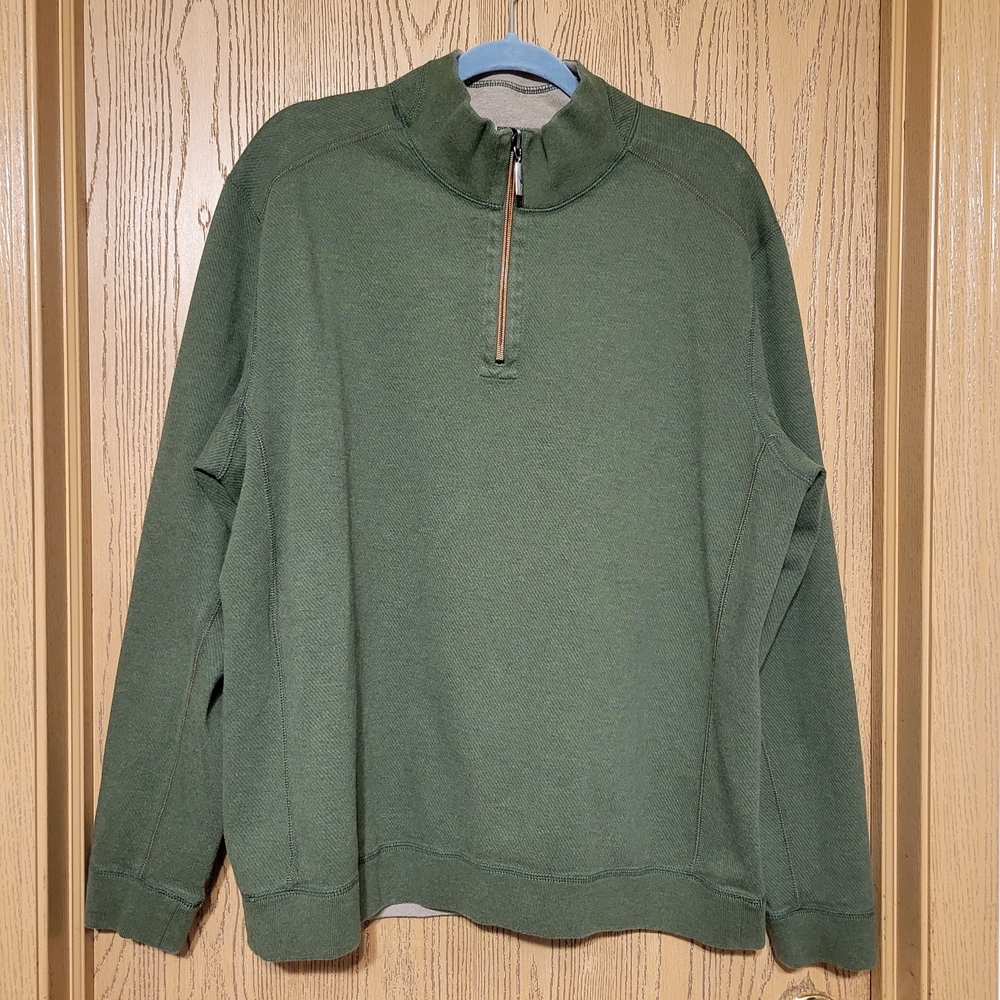 Tommy Bahama Olive Green Zip-Up Sweater